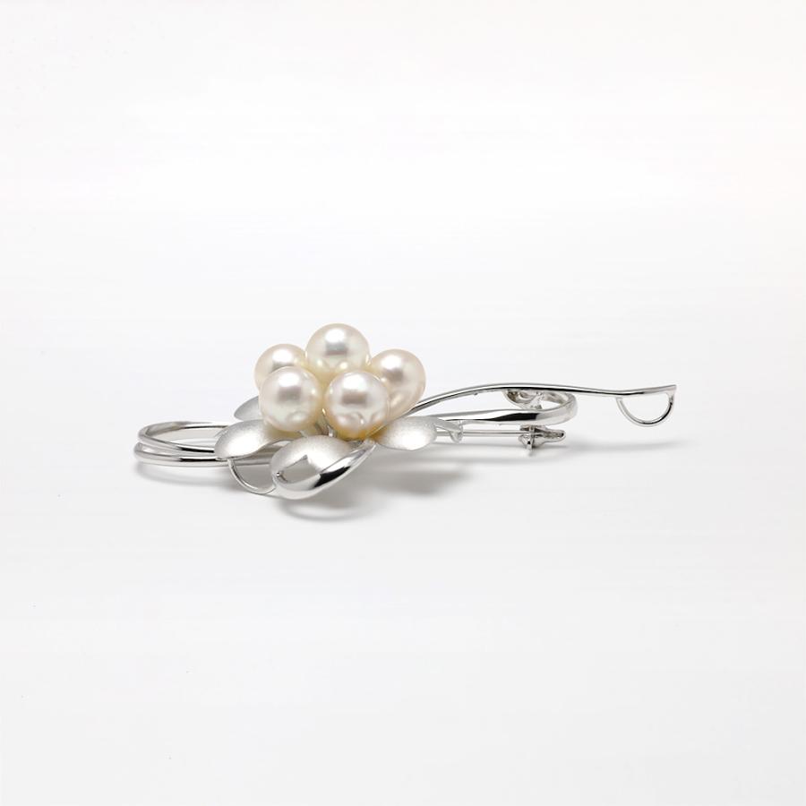 パール ブローチ フォーマル 花 フラワー 本真珠 あこや アコヤ 7mm