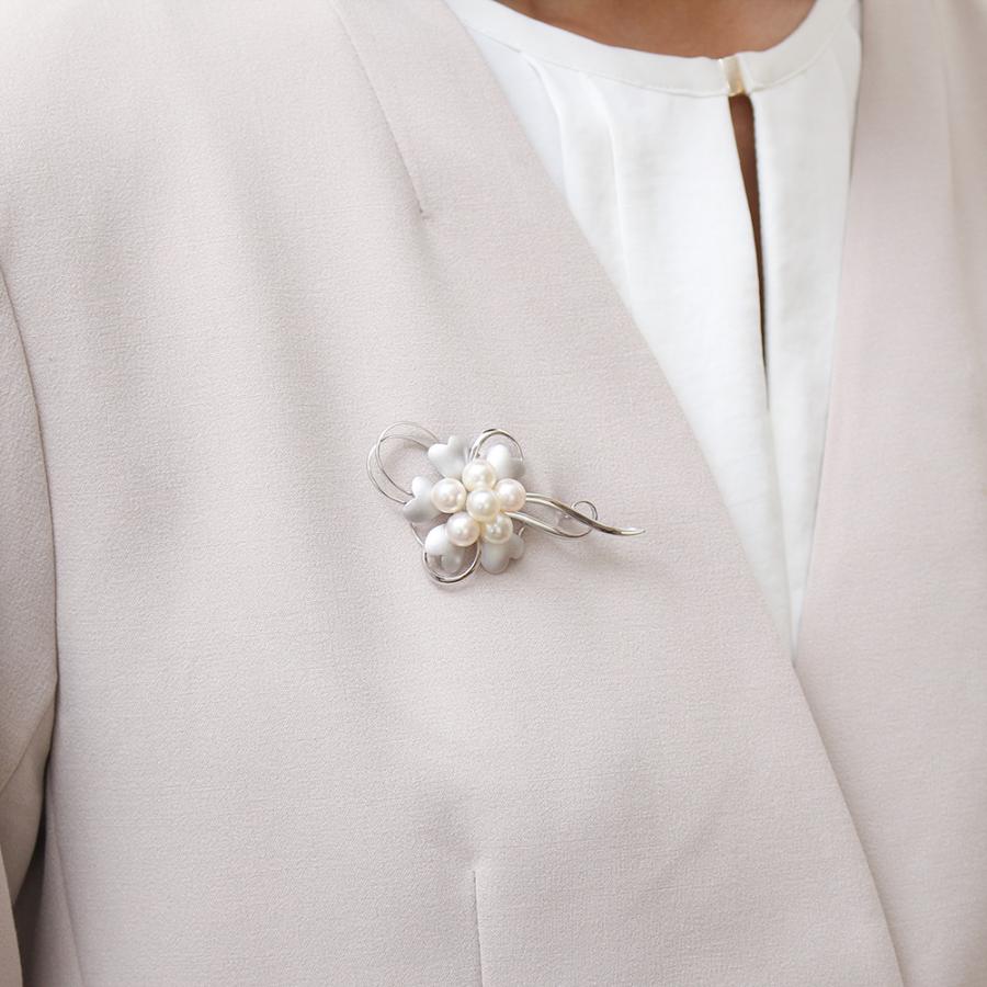 パール ブローチ フォーマル 花 フラワー 本真珠 あこや アコヤ 7mm