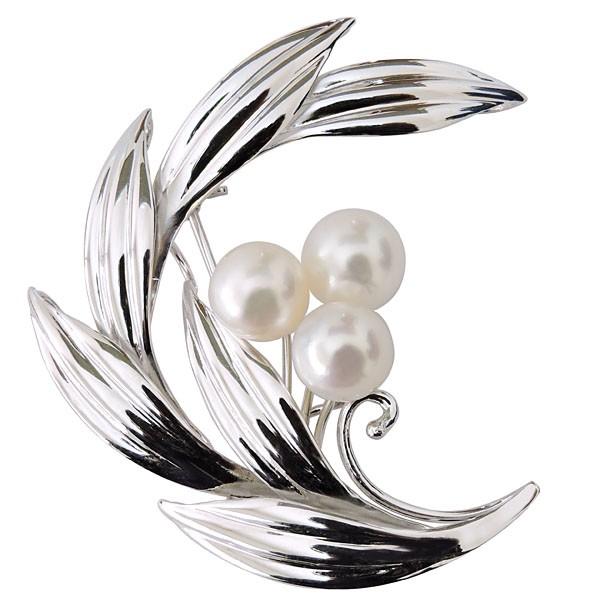パール ブローチ パールブローチ フォーマル 花 花 フラワー リーフ モチーフ あこや本真珠 レディース 人気 プレゼント ギフト ご褒美 自分買い puの画像