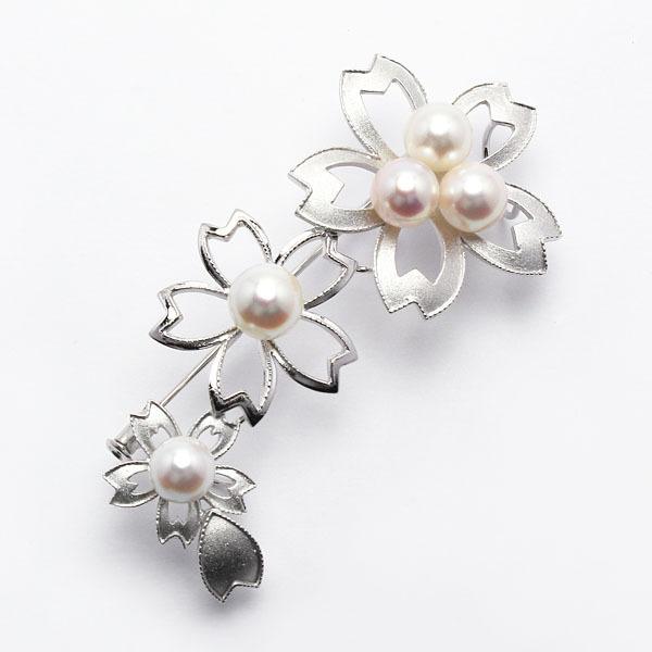 パール ブローチ フォーマル 真珠ブローチ アコヤ 本真珠 桜 さくら