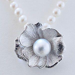 ブローチ 花 パールブローチ 真珠ブローチ 真珠 パール 南洋白蝶真珠