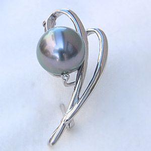 パール ブローチ 南洋真珠 真珠ブローチ k18 ホワイトゴールド