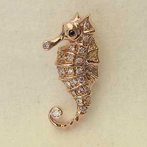 ブローチ ダイヤモンドブローチ k18G ピンクゴールド タツノオトシゴ