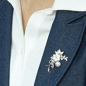 ブローチ 花 パール 真珠 南洋白蝶真珠 ホワイト系 直径10mm 白蝶貝 花モチーフ シルバー 送料無料 フォーマル プレゼント ギフト ご褒美 自分買い puの画像