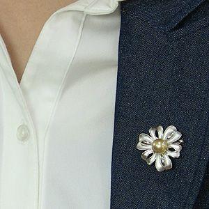 ブローチ 花 パール ペンダントブローチ 真珠 ゴールデンパール 南洋白蝶真珠 ゴールド系 10mm シルバー 送料無料 フォーマル プレゼント ギフト 自分買い puの画像