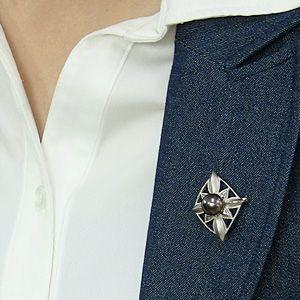 ブローチ パール ペンダントブローチ 真珠 ブラックパール タヒチ黒蝶真珠 グリーン系 10mm シルバー 送料無料 花 フォーマル プレゼント ギフト 自分買い puの画像