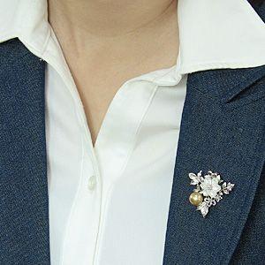 ピンブローチ南洋真珠ゴールデンパール K18 南洋ゴールデンパール ペンダントブローチ10.0mm