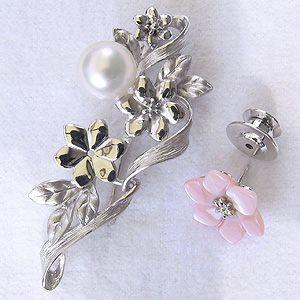 パール ブローチ パールブローチ 真珠ブローチ ３WAY ピンブローチ 南洋白蝶真珠 ピンク貝 花モチーフ 送料無料 フォーマル プレゼント ご褒美 自分買い puの画像