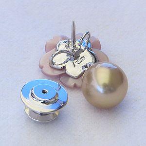 ブローチ 花 パール 真珠 ピンブローチ ラペルピン 南洋白蝶真珠 10mm ピンク貝 フラワー 花モチーフ 送料無料 フォーマル プレゼント ギフト 自分買い puの画像