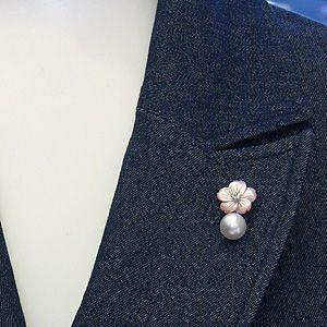 ブローチ 花 パール 真珠 ピンブローチ ラペルピン 南洋白蝶真珠 10mm ピンク貝 フラワー 花モチーフ 送料無料 フォーマル プレゼント ギフト 自分買い puの画像