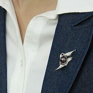 パール ブローチ 真珠 ブラックパール タヒチ黒蝶真珠 グリーン系 直径10mm シルバー 送料無料 人気 プレゼント ギフト ご褒美 自分買い puの画像