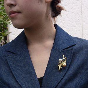 真珠パールブローチ黒蝶真珠パールブローチ　売り切りお値段大幅値下げ ブローチ 真珠 パール タヒチ黒蝶真珠 南洋白蝶真珠 ダイヤモンド 9.4