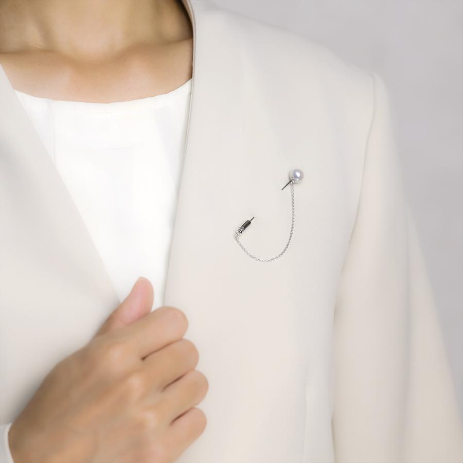 ブローチ あこや本真珠 ピンブローチ ラペルピン パール 8-8.5mm K18