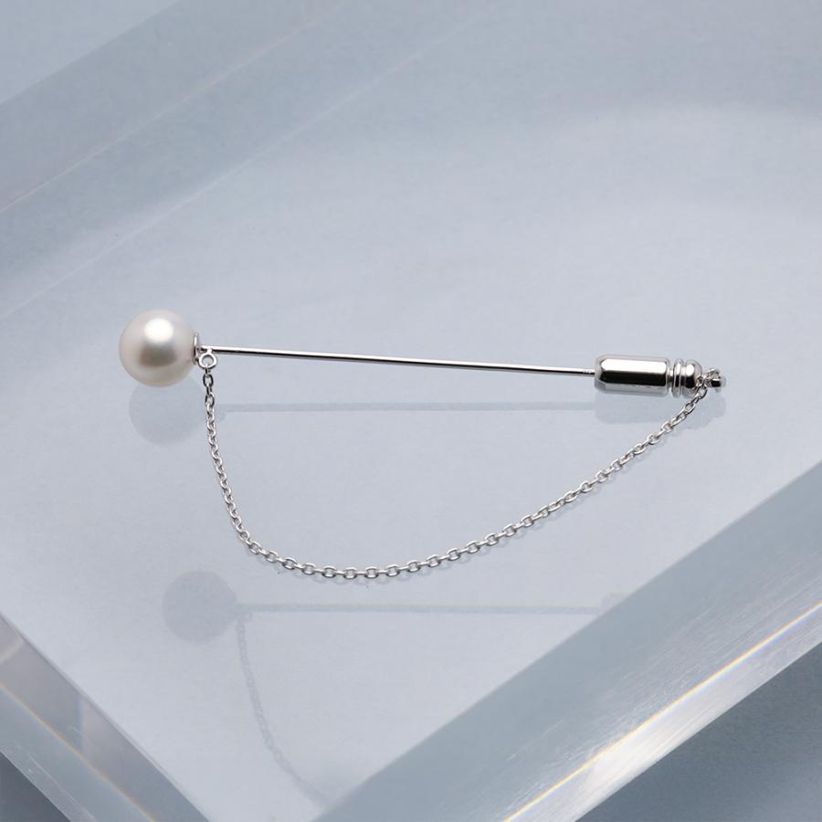 ブローチ あこや本真珠 ピンブローチ ラペルピン パール 8-8.5mm K18