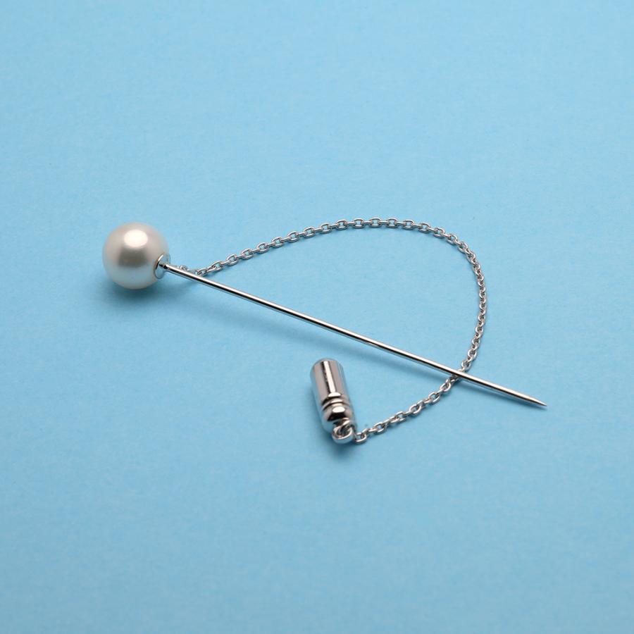 ブローチ あこや本真珠 ピンブローチ ラペルピン パール 8-8.5mm K18