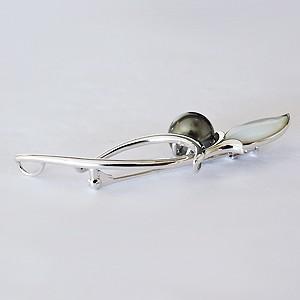 ブローチ パールブローチ ブラックパール 黒真珠 タヒチ黒蝶真珠 ホワイトシェル 白蝶貝 シルバー レディース 送料無料 プレゼント ギフト 自分買い puの画像