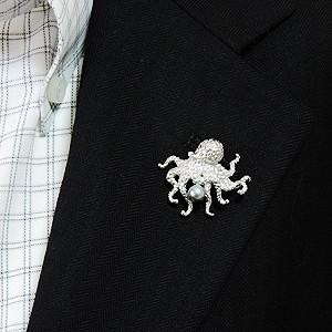 パール ブローチ ピンズ 本真珠 あこや アコヤ オクトパス たこ タコ 男女兼用 ユニセックス 送料無料 プレゼント ギフト ご褒美 自分買い puの画像