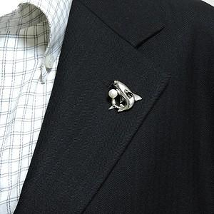 パール ブローチ ピンズ 真珠 アコヤ真珠 あこや真珠 サメ 鮫さめ シャーク 男女兼用 ユニセックス 送料無料 誕生日 人気 プレゼント ギフト 自分買い puの画像