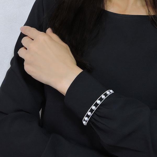 18Kミラーボール アコヤ真珠 2連ブレスレット ブレスレット バングル フリーサイズ ミラーボール マルチプル