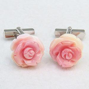 カフス カフスボタン メンズ 男性用 メンズカフス コンクシェル コンク 薔薇 バラ ばら 送料無料 プレゼント ギフト ご褒美 自分買い puの画像