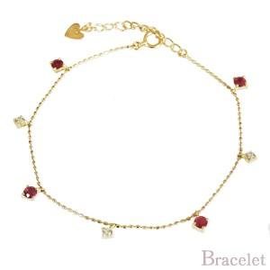 ブレスレット ルビー 6ct ダイヤモンド 1.25ct K18 中古