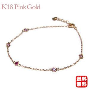 ブレスレット ロードライトガーネット アメジスト k18 ピンクゴールド 
