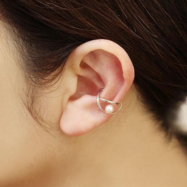 イヤーカフ イヤカフ k18 18k 18金 ホワイトゴールド パール 真珠 本