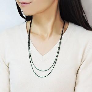 2連ネックレス ネックレス セミロングネックレス エメラルド ブラックスピネル エメラルドネックレス ブラックスピネルネックレス プレゼント ギフト puの画像