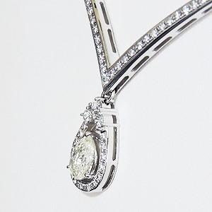 ダイヤモンドネックレスネックレスダイヤモンド ペアシェイプ 2.004カラット ラウンドカット 合計1.65カラット プラチナ 一点限り プレゼント ギフト puの画像