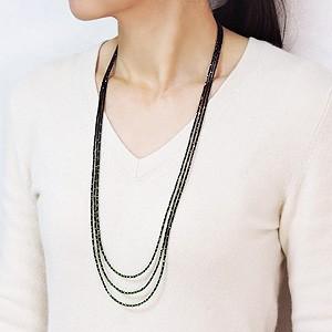 3連ネックレス グリーンガーネット ブラックスピネル シルバー マルチストーン セミロングネックレス 送料無料 プレゼント ギフト ご褒美 自分買い puの画像