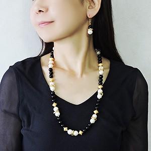オニキス パール ネックレス ピアス オニキスネックレス オニキスピアス パールネックレス パールピアス 黒メノウ 送料無料 プレゼント ご褒美 自分買い puの画像