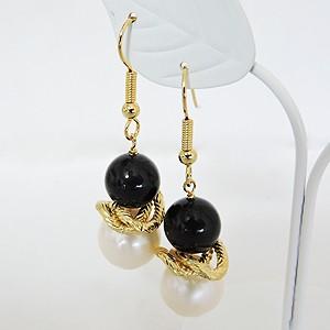 オニキス パール ネックレス ピアス オニキスネックレス オニキスピアス パールネックレス パールピアス 黒メノウ 送料無料 プレゼント ご褒美 自分買い puの画像