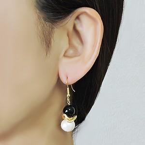 オニキス パール ネックレス ピアス オニキスネックレス オニキスピアス パールネックレス パールピアス 黒メノウ 送料無料 プレゼント ご褒美 自分買い puの画像