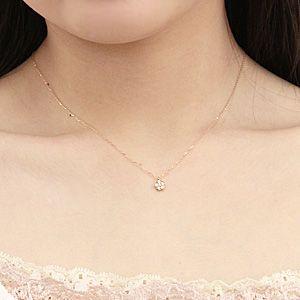 ダイヤモンド ネックレス ペンダント k18 ピンクゴールド 花