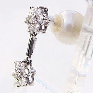 ダイヤモンド ピアス 18金 18k k18 ホワイトゴールド パールキャッチ付 片耳用ピアス ぶら下がり ゆれる 揺れる 送料無料 プレゼント ギフト 自分買い puの画像