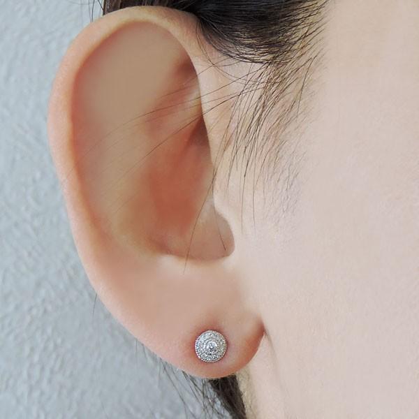 ダイヤモンド ピアス k18 ホワイトゴールド 0.12ct 円形 スタッド 可愛い プチ フラワーイメージ レディース ダイヤ 送料無料 プレゼント ギフト 自分買い puの画像