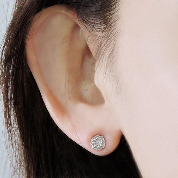 ダイヤモンド ピアス k18 ホワイトゴールド 0.04ct スタッド プチ 