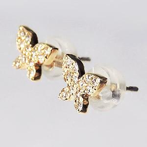 ダイヤモンドピアス バタフライピアス 蝶々 k18 ゴールド ピアス