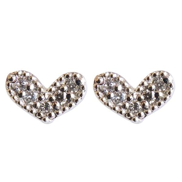 ダイヤモンド ピアス k18 ホワイトゴールド 0.05ct スタッド かわいい プチ ハート型 レディース ダイヤ保証書付 送料無料 プレゼント ギフト 自分買い puの画像