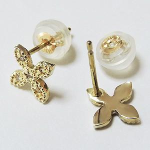 ダイヤモンドピアス クロスピアス ダイヤピアス k18 ゴールド 18金 スタッドピアス 0.04ct ダイア 十字架 クロス 4月 アンティーク プレゼント 自分買い puの画像