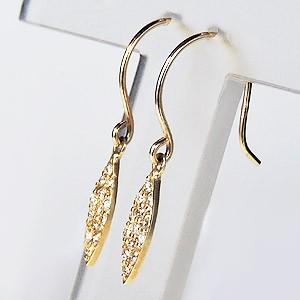 ダイヤモンドピアス ダイヤピアス k18 ゴールド フック式ピアス ダイヤ 0.12ct アメリカンピアス マーキス型 送料無料 プレゼント ギフト ご褒美 自分買い puの画像