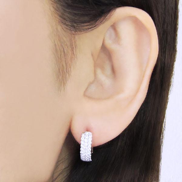 ピアス パヴェ 中折れフープタイプ ダイヤモンド 68石 k18 ホワイト  