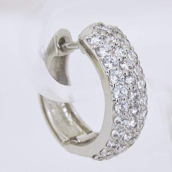 ピアス パヴェ 中折れフープタイプ ダイヤモンド 68石 k18 ホワイト  