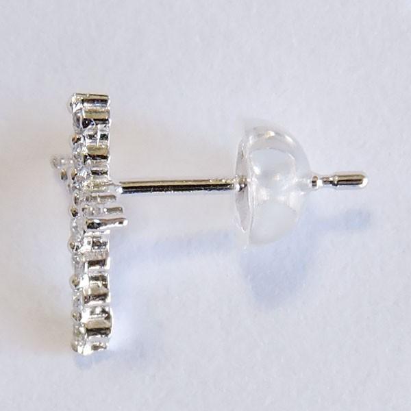 ダイヤモンド ピアス k18 ホワイトゴールド 0.11ct スタッド 小ぶり かわいい クロス 十字架モチーフ レディース ダイヤ 送料無料 プレゼント ギフト puの画像