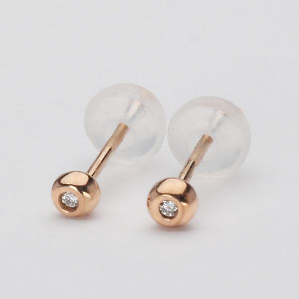 ダイヤモンド ピアス ダイヤピアス スタッドピアス シンプル ピンクゴールド 10金 k10 10k ペア レディース 送料無料 人気 プレゼント ギフト ご褒美 自分買いの画像