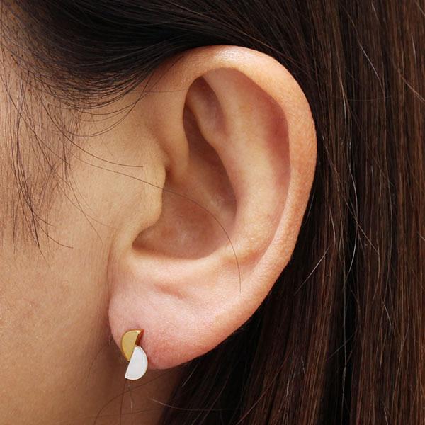 ピアス　粉白蝶贝10mm 珊瑚3.5mm 18k金 ピアス 白蝶貝ピアス 白蝶貝 シェル スタッドピアス k10 10k 10金