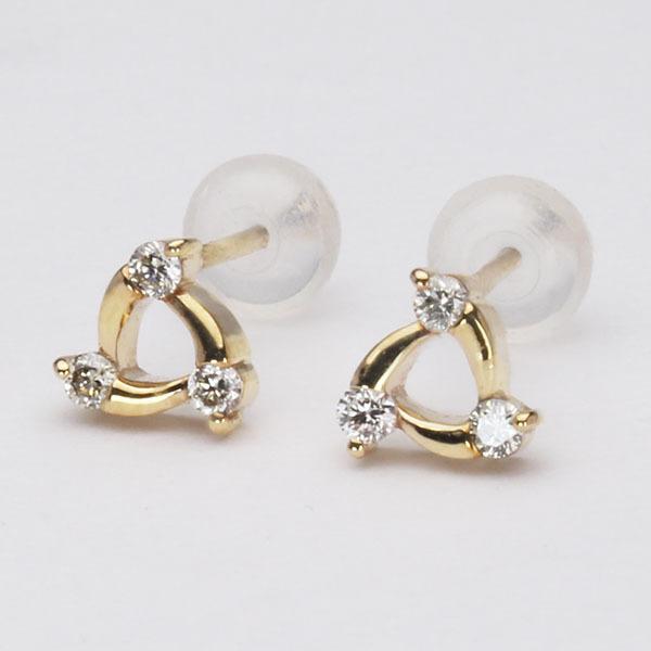 ダイヤモンド ピアス ダイヤピアス スタッドピアス 18金 k18 18k イエローゴールド ペア シンプル 送料無料 4月誕生石 プレゼント ギフト ご褒美 自分買い puの画像