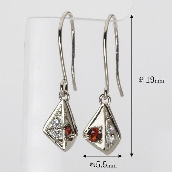 ダイヤモンド ピアス ダイヤピアス フックピアス ガーネット k18 18k 18金 ホワイトゴールド ペア レディース 送料無料 プレゼント ギフト 自分買い puの画像