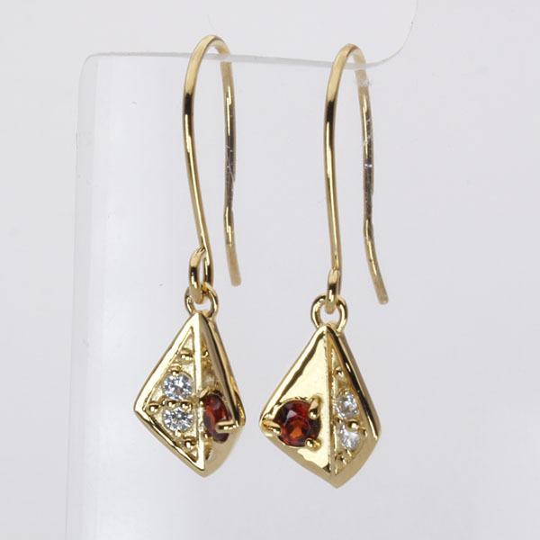 ダイヤモンド ピアス ダイヤピアス フックピアス ガーネット k18 18k 18金 イエローゴールド ペア レディース 送料無料 プレゼント ギフト 自分買い puの画像