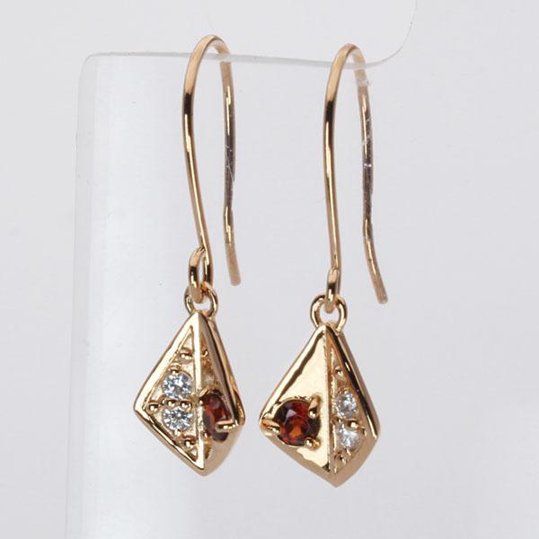 ダイヤモンド ピアス ダイヤピアス フックピアス ガーネット k10 10k